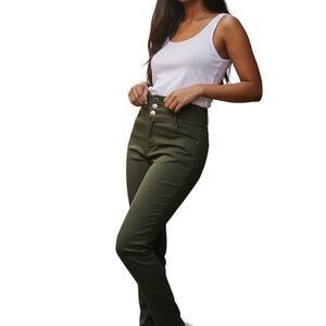 Women's Olive Green High-Waisted Pants